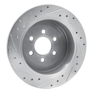 Dodge Dakota Brake Rotor (1) - Rear Right - R1 Concepts - Drilled & Slotted - Silver - `03-`04